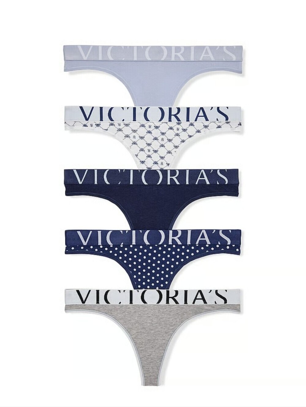 Victoria's Secret Logo Cotton Thong Panty 5-Pack NEW Sz XL